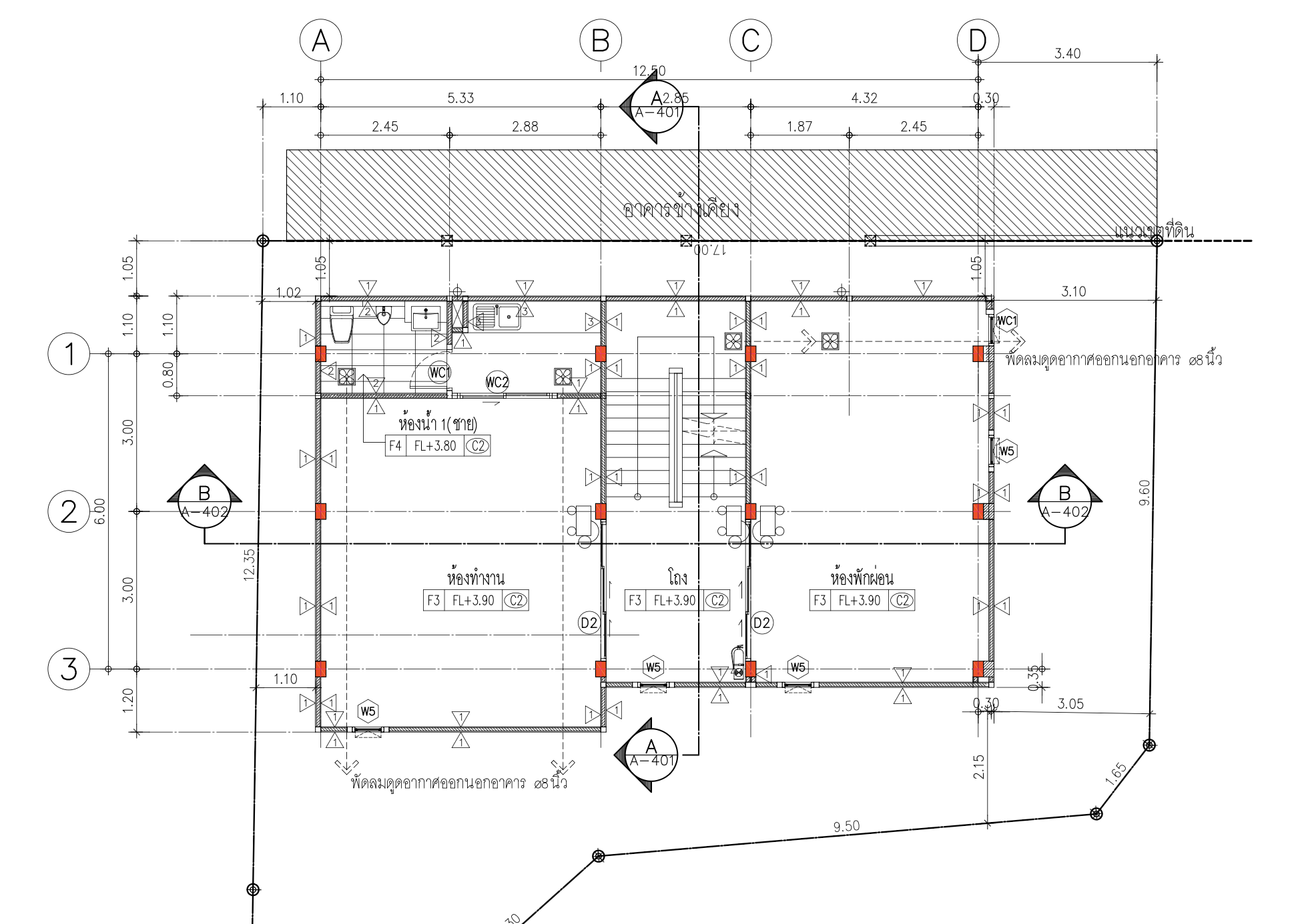Branch Building second floor plan and interior render